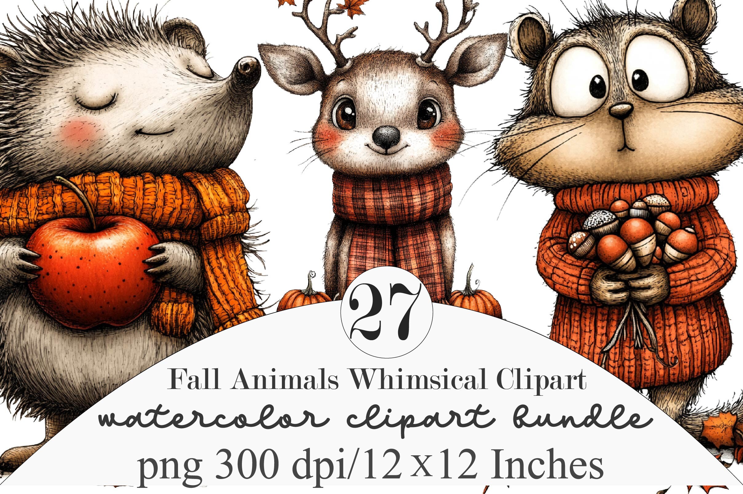 Fall Animals Whimsical Clipart