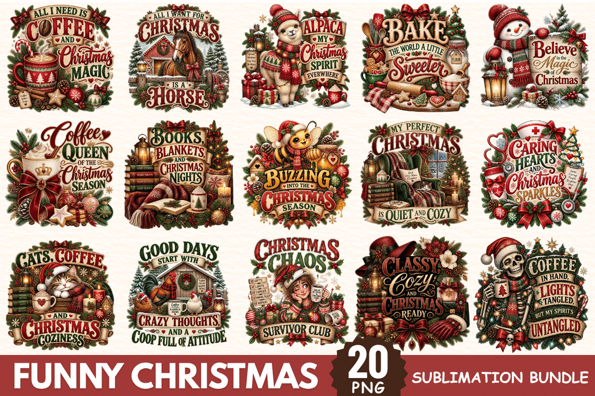 Funny Christmas PNG Sublimation Bundle