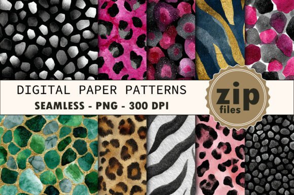 Glitter Animal Print Digital Paper