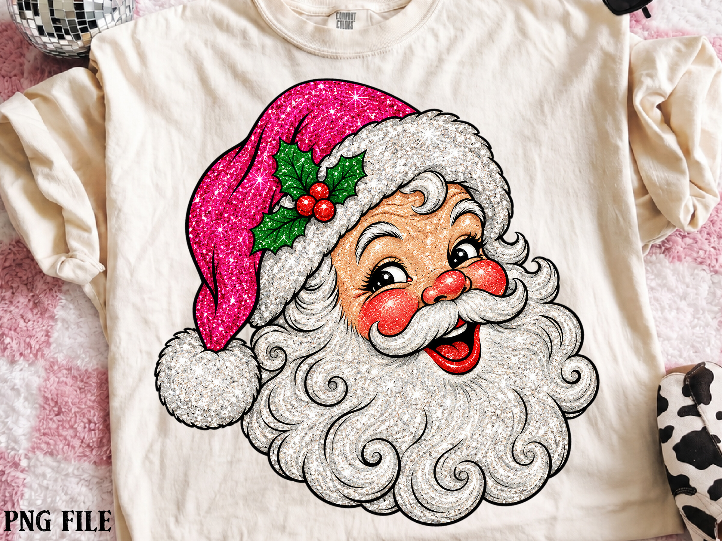 Glitter Santa Christmas PNG