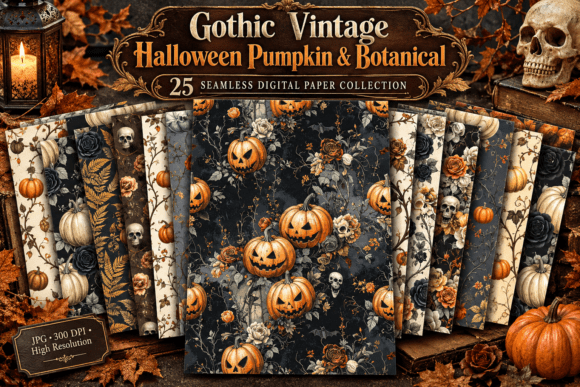 Gothic Vintage Halloween Pumpkin Paper