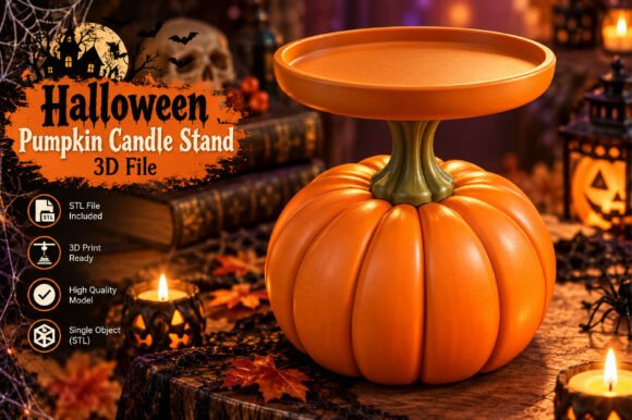 Halloween Ghost Pumpkin Candle Holder STL Set – 3D Printing Files - Image 11
