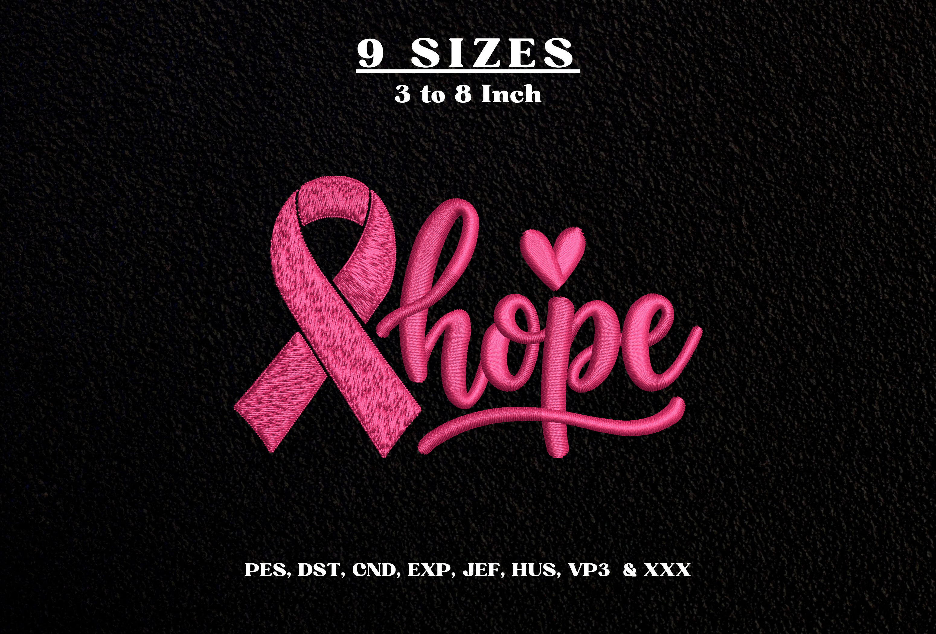 Hope Pink Ribbon Embroidery Design DST