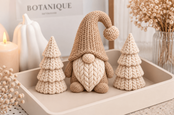Knitted Christmas Gnome & Trees STL – 3D Printable Nordic Holiday Decor - Image 2