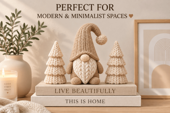 Knitted Christmas Gnome & Trees STL – 3D Printable Nordic Holiday Decor - Image 3