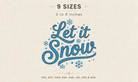 Let It Snow Cursive Snowflake DST File
