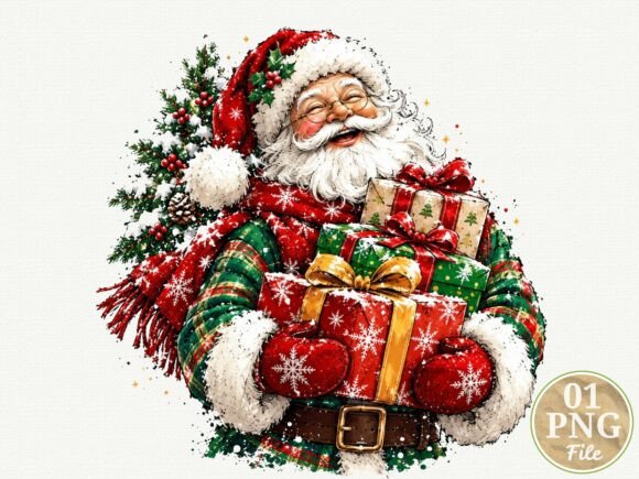 Merry Christmas Santa Claus Gift PNG, Vi