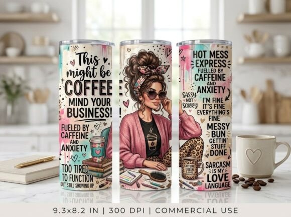 Messy Bun 20oz 40oz Tumbler Wrap PNG
