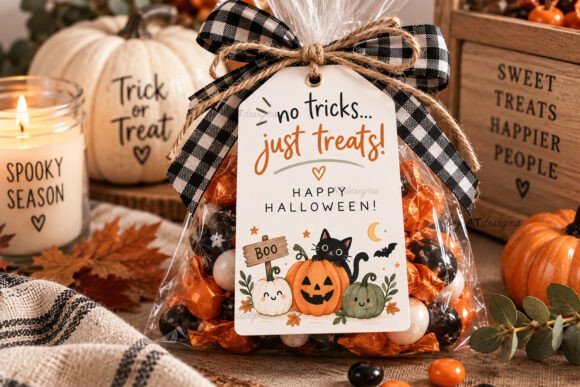 No Tricks Just Treats Halloween Gift Tag