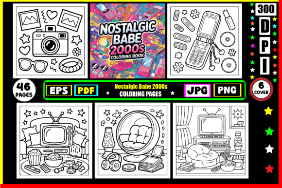 Nostalgic Babe: 2000s Coloring Pages