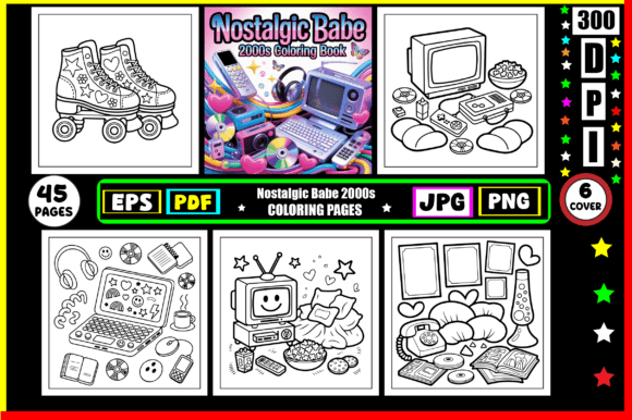 Nostalgic Babe: 2000s Coloring Pages