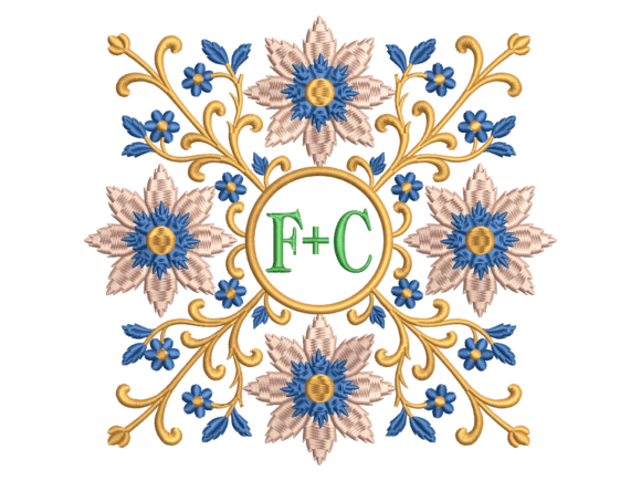Ornate Flower Monogram Wreath