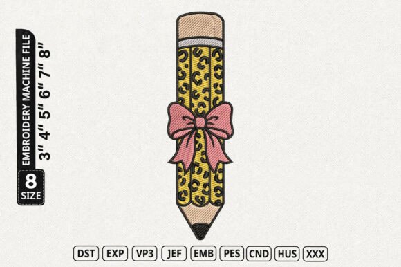 Pencil Bow Machine Embroidery DST