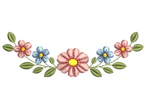 Pink Blue Floral Wreath Accent
