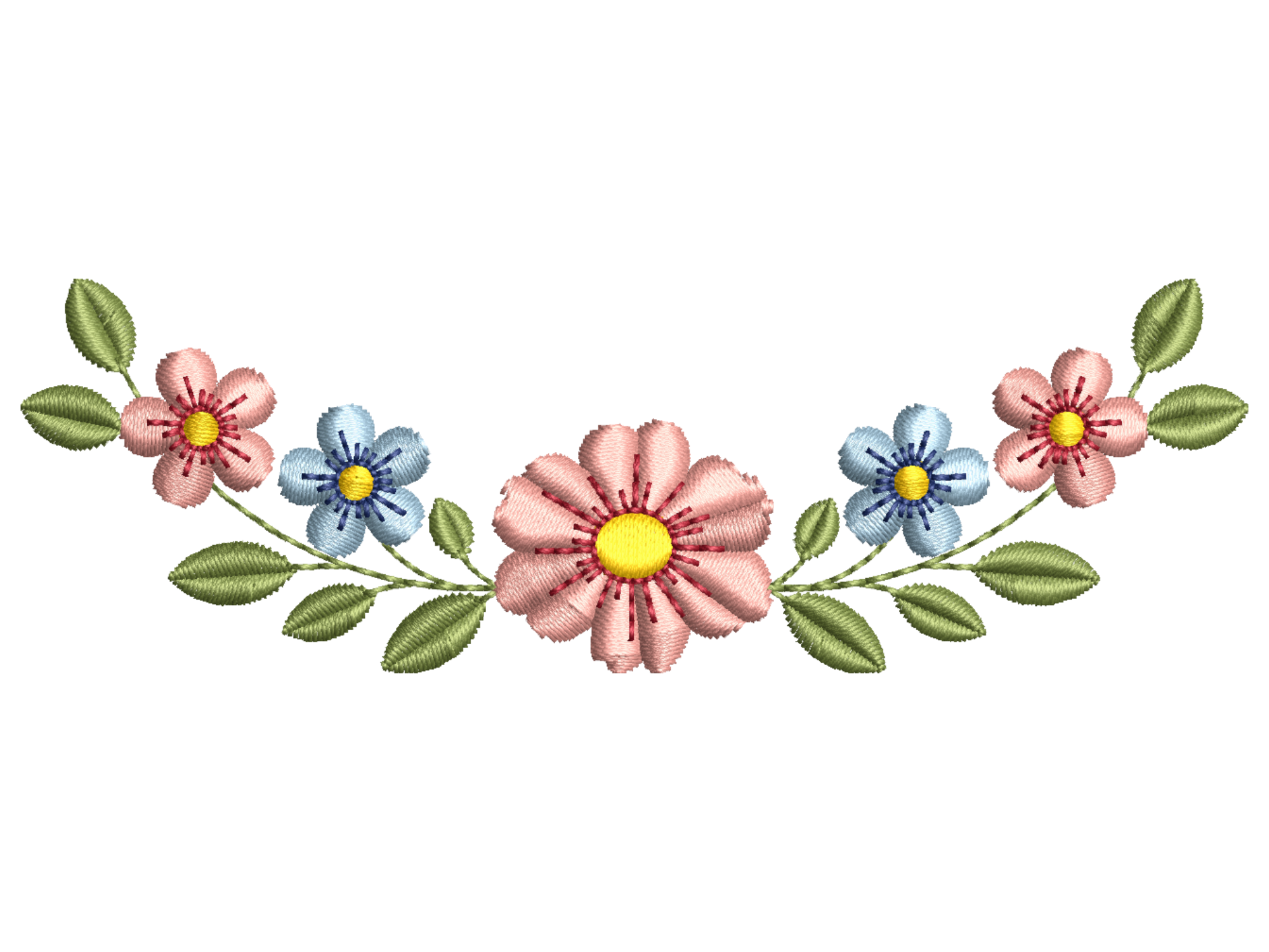 Pink Blue Floral Wreath Accent