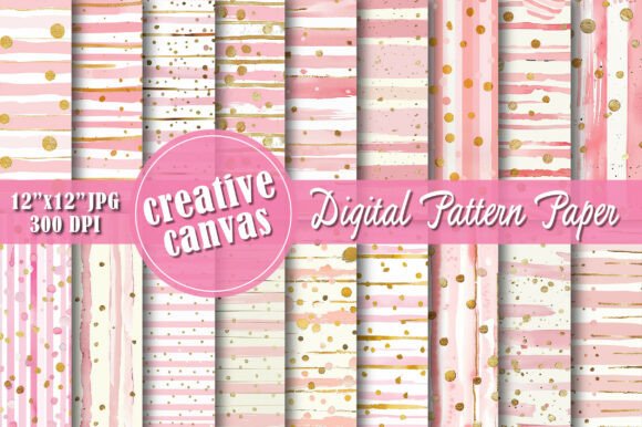 Pink Gold Watercolor Digital Paper