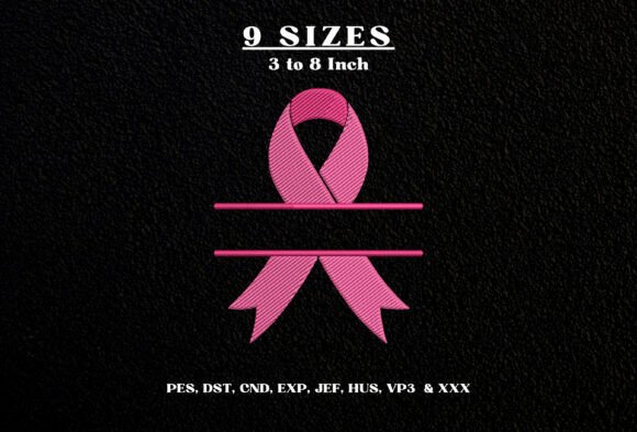 Pink Ribbon Split Monogram Embroidery