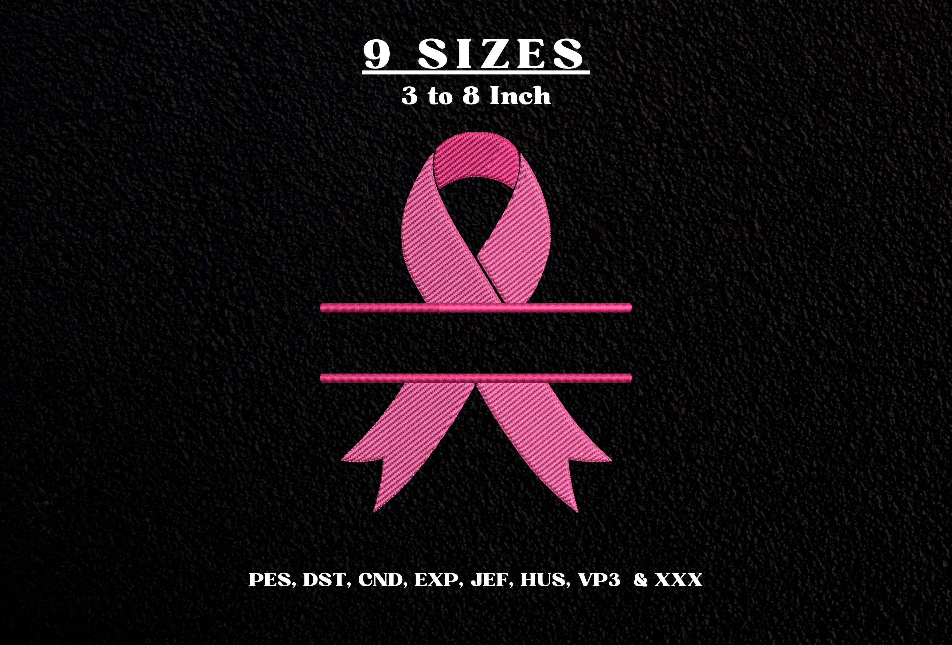Pink Ribbon Split Monogram Embroidery