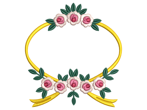 Pink Rose Ribbon Wreath Embroidery