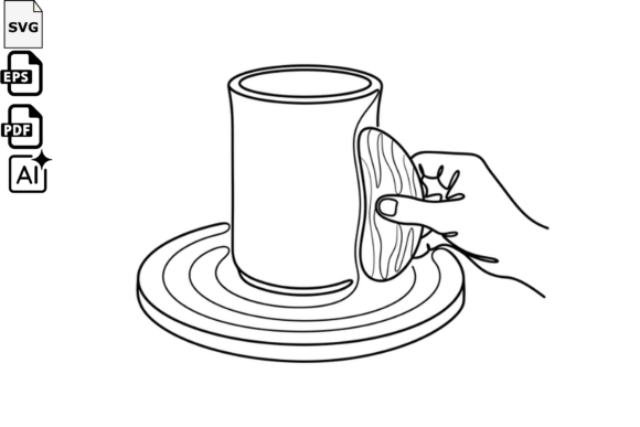 Pottery Making Hand Mug Svg Cutting Graphics