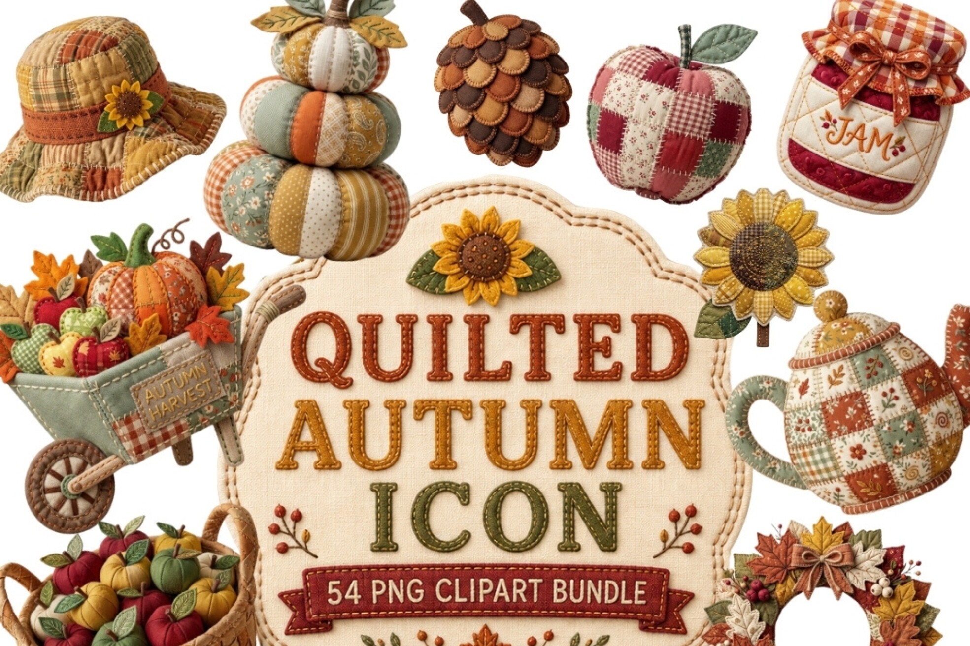 Quilted Autumn Clipart Bundle