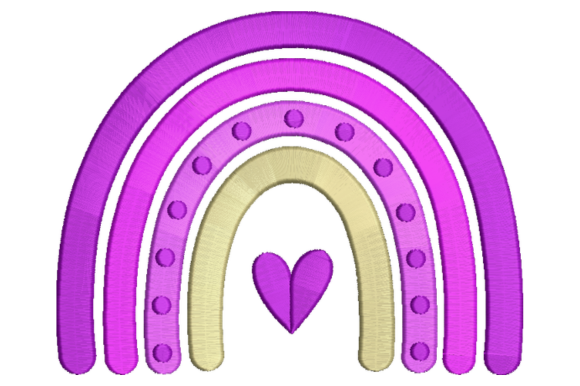 Rainbow Heart Machine Embroidery Design