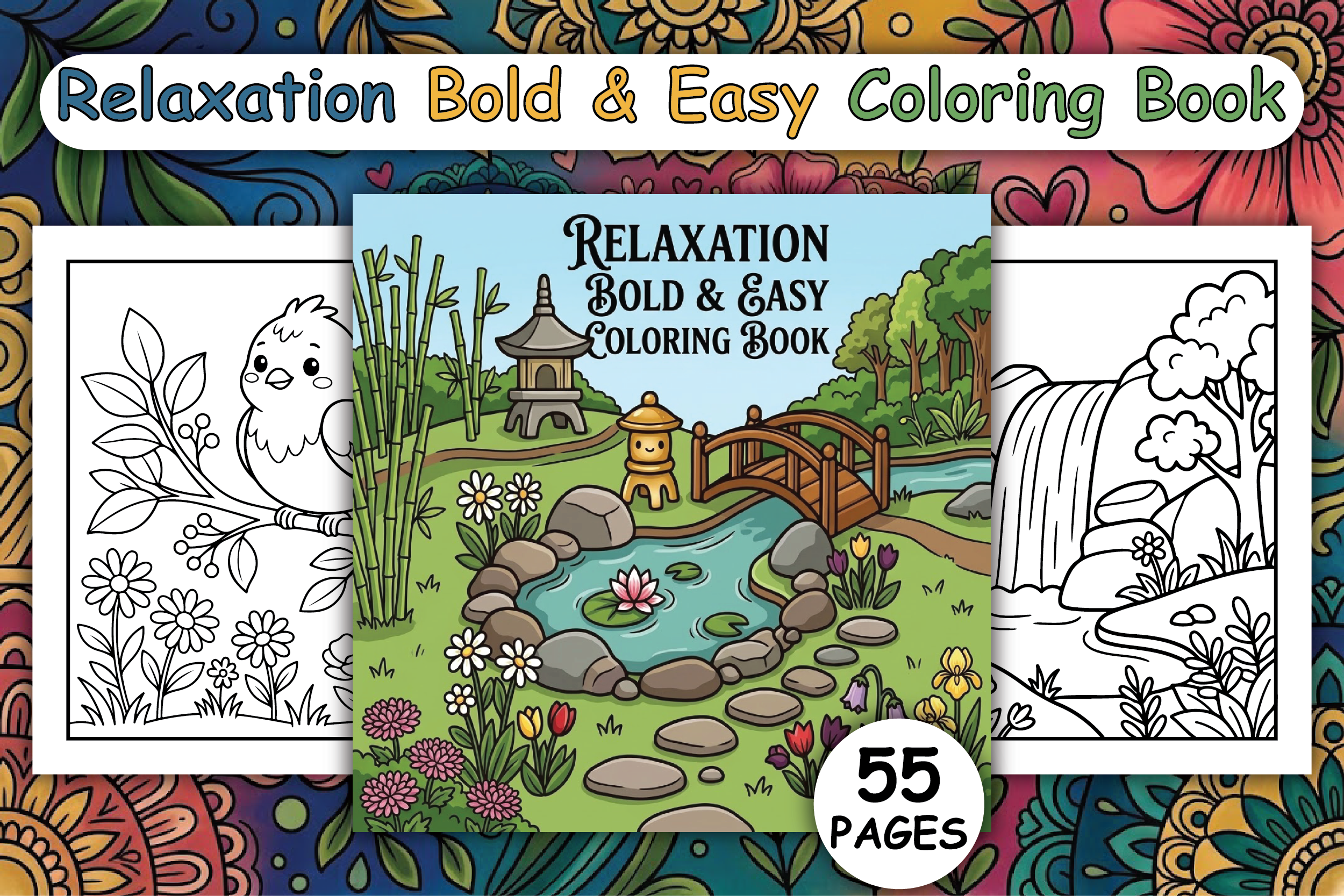 Relaxation: Bold & Easy Coloring Book