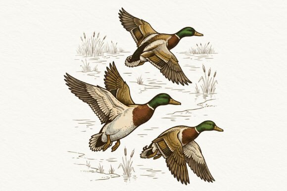 Retro Mallard Duck Wildlife PNG