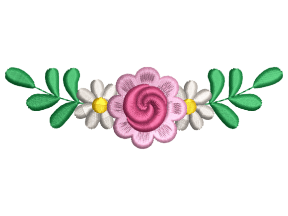 Rose Daisy Wreath Accent Embroidery