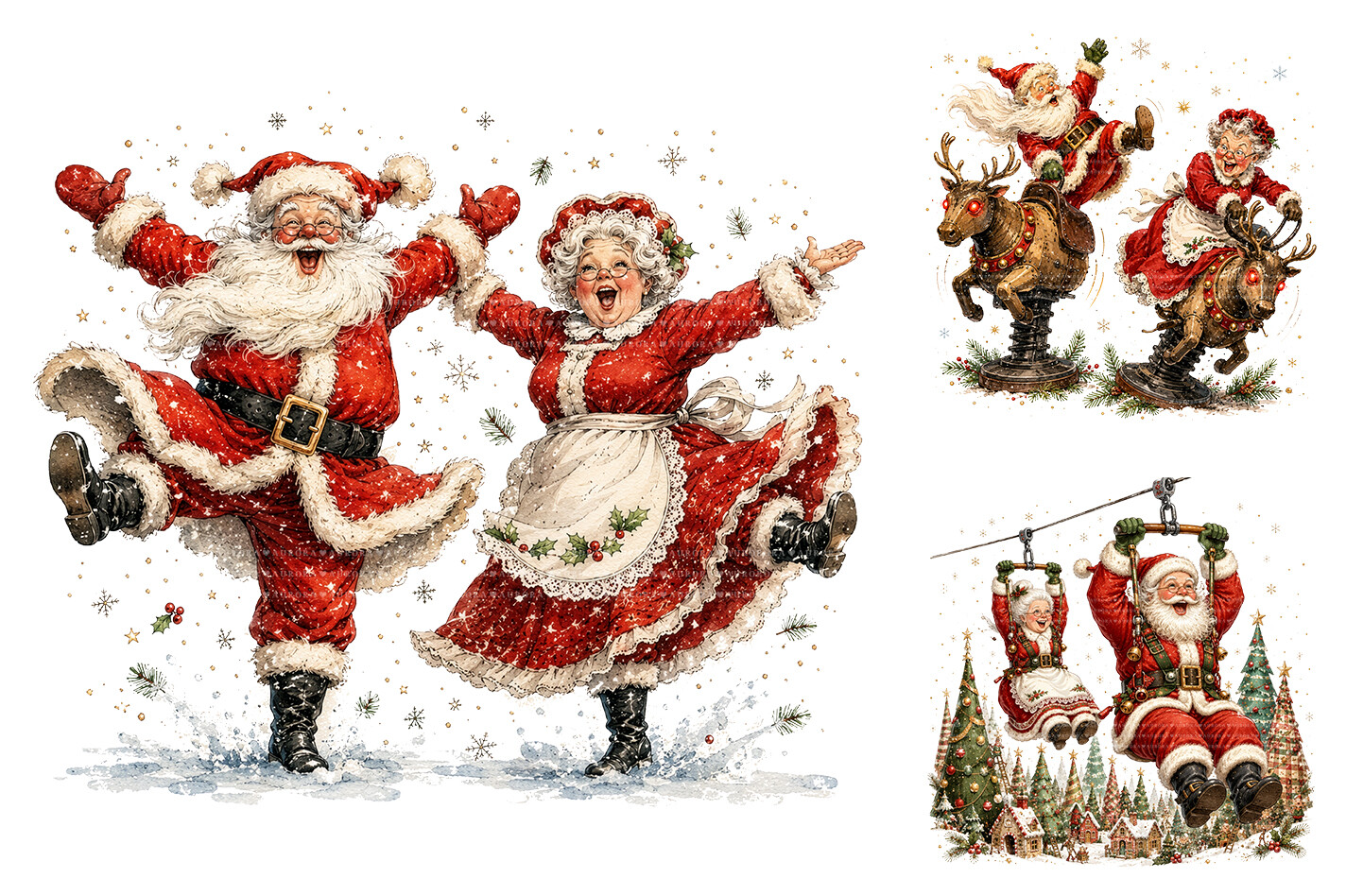 Santa Mrs Claus Christmas Clipart PNG