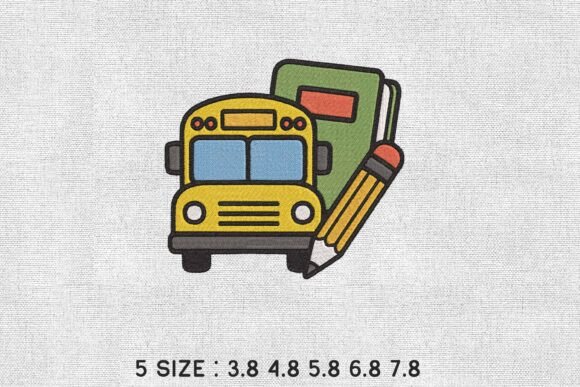 School Bus Supplies Embroidery Design