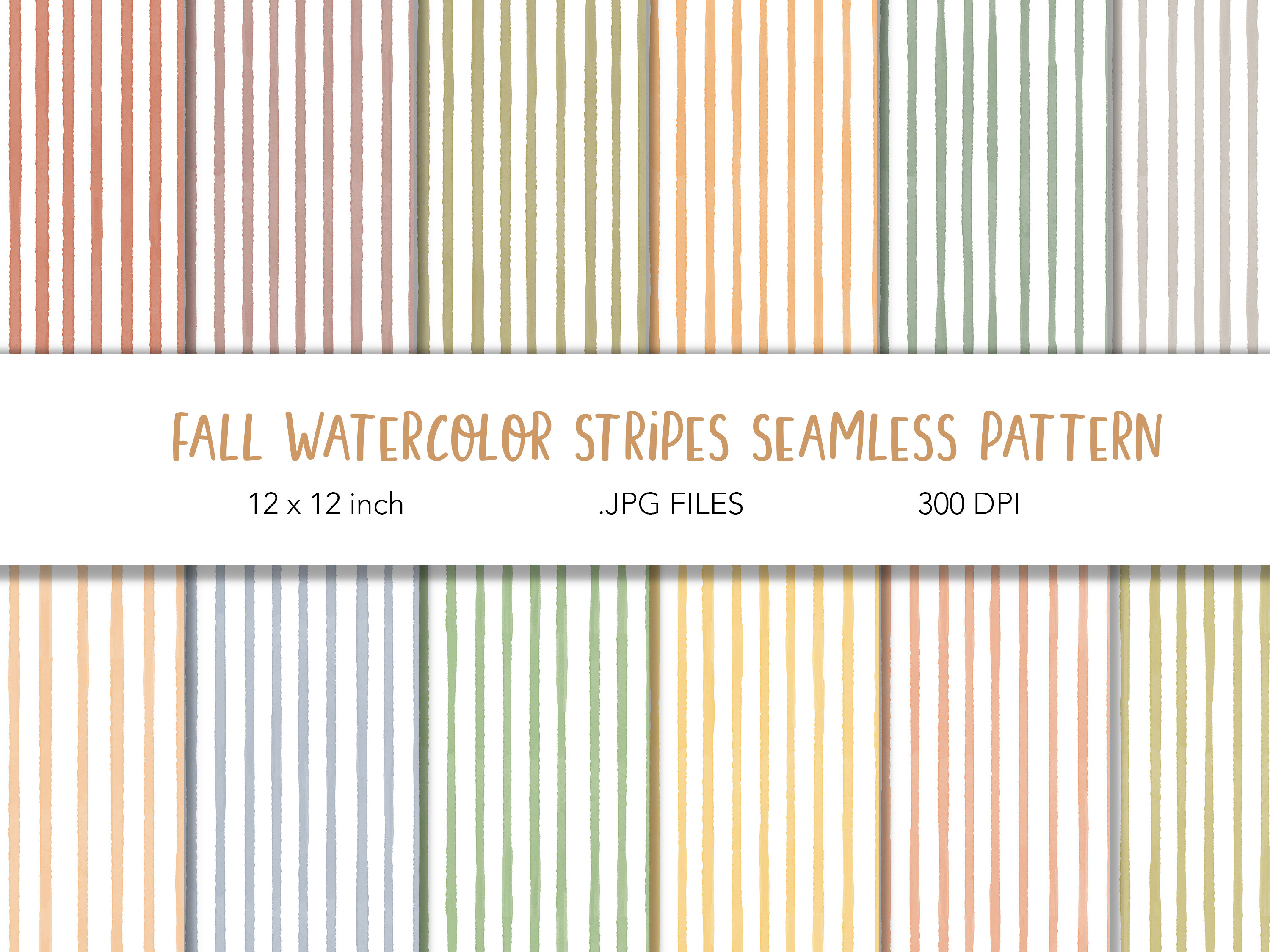 Seamless Fall Watercolor Stripe Paper