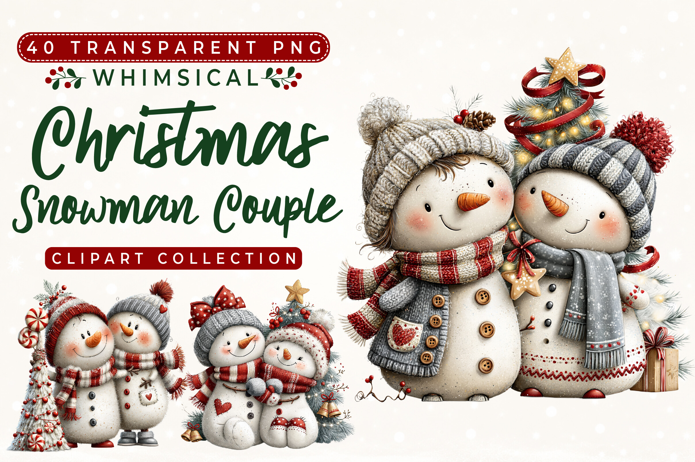 Snowman Couple Christmas Clipart