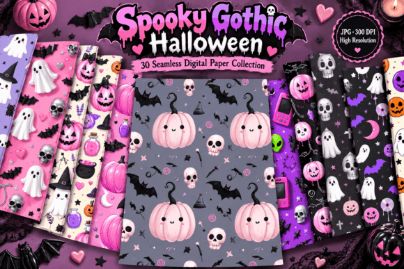 Spooky Gothic Halloween Digital Paper