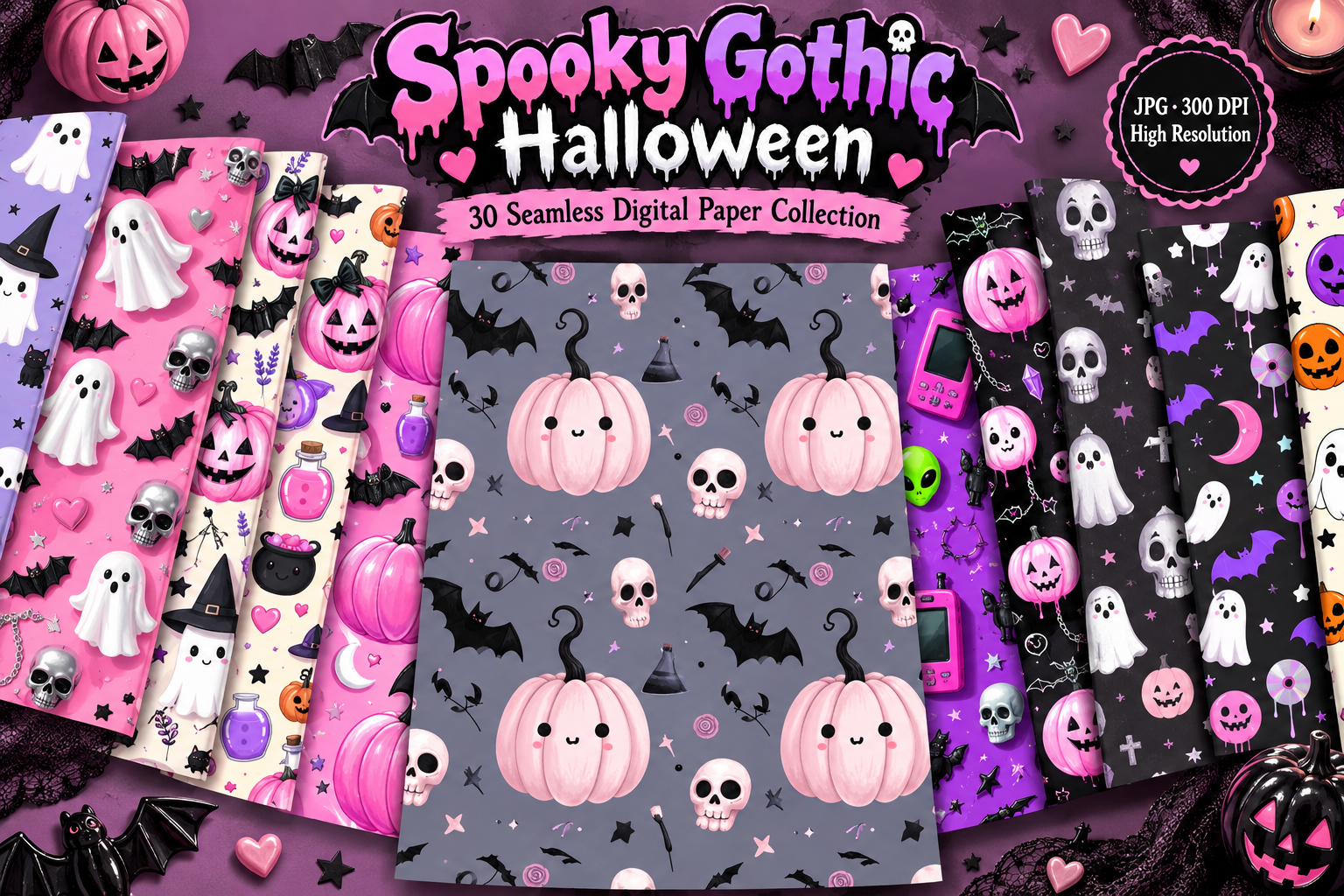 Spooky Gothic Halloween Digital Paper