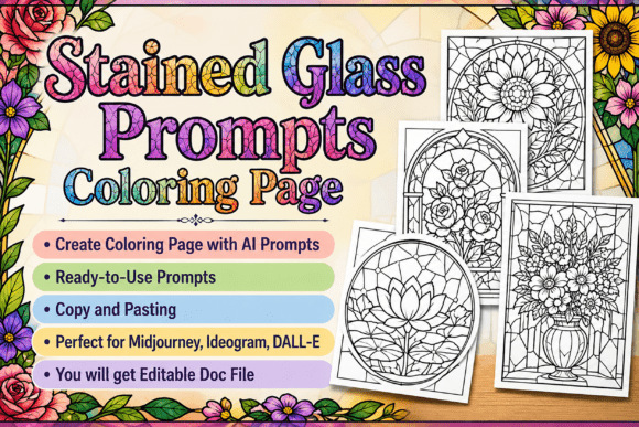 Stained Glass Prompts Coloring Page