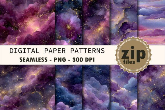 Starry Purple Skies Digital Paper