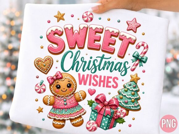 Sweet Christmas Wishes Gingerbread PNG Graphic T-shirt Designs By DIGITAL FOX