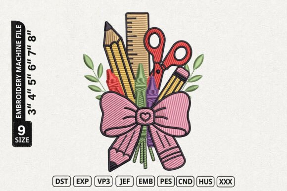 Teacher Pencil Bouquet Embroidery Design