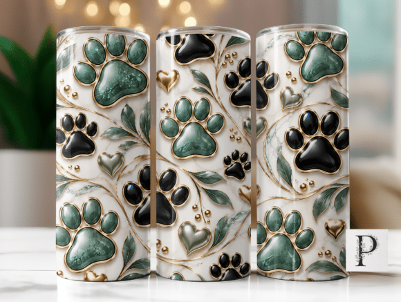 Teal Sparkle Dog Paw 20oz Tumbler