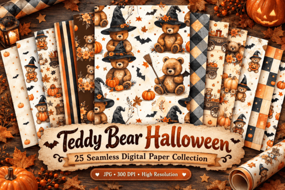 Teddy Bear Halloween Digital Paper