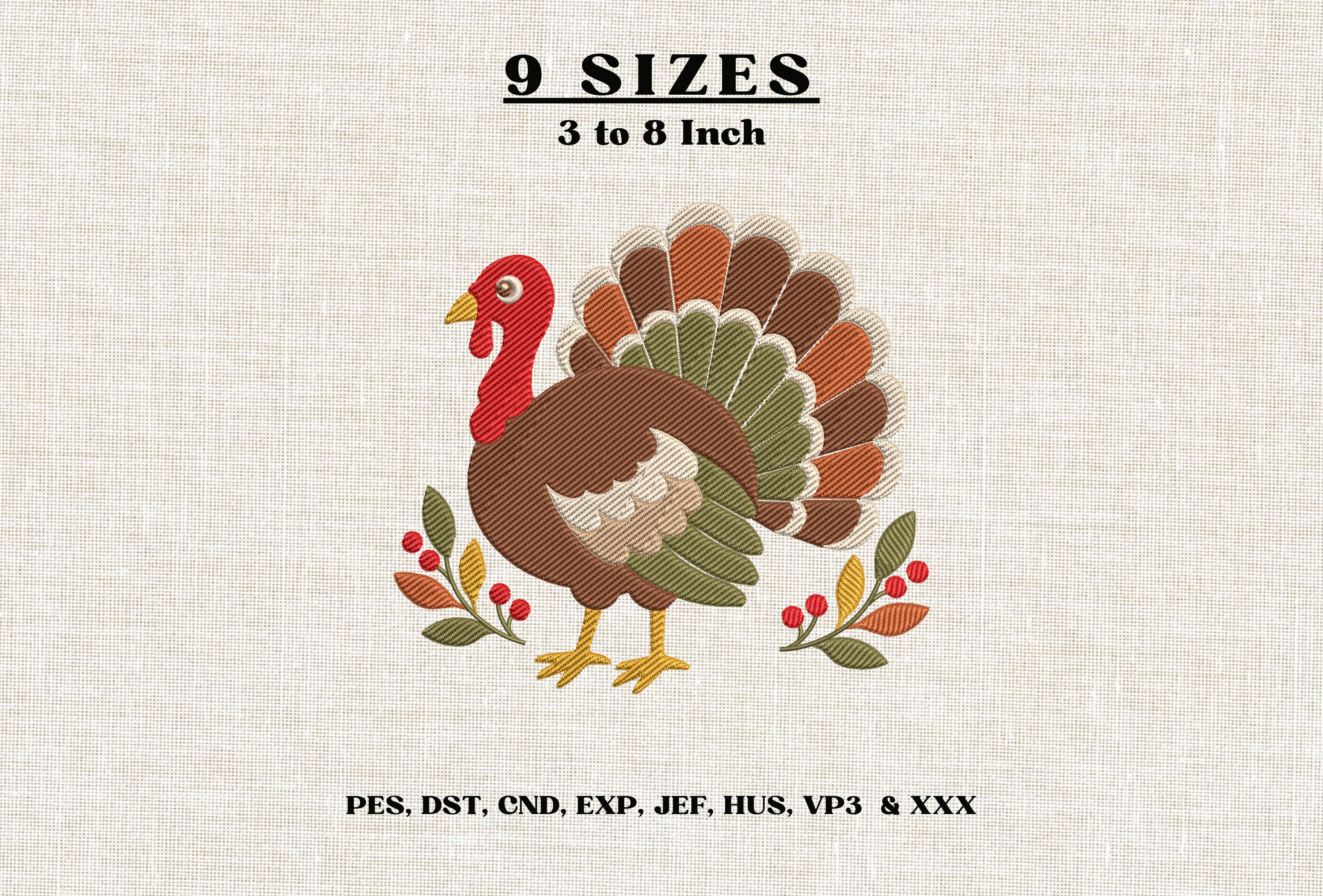 Thanksgiving Turkey Embroidery Design