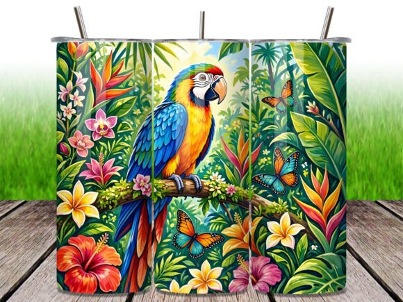 Tropical Parrot Jungle Skinny Tumbler