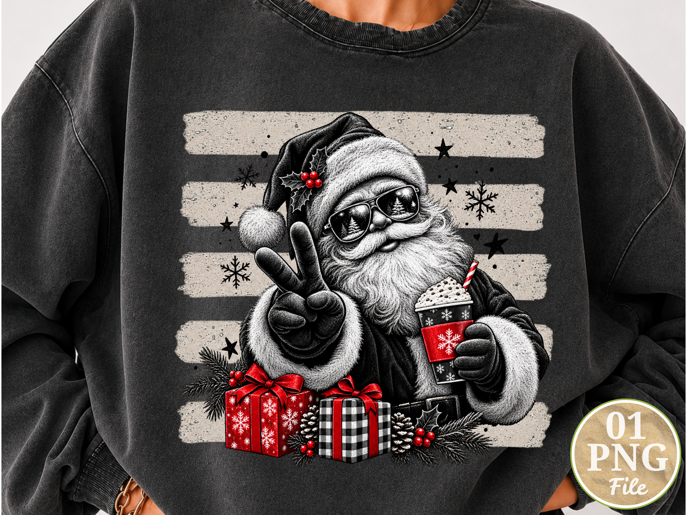 Vintage Black Santa Christmas PNG, Retro