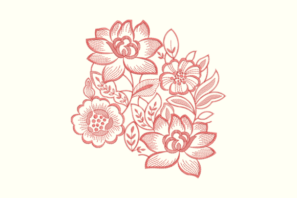 Vintage Floral Spray Embroidery Design