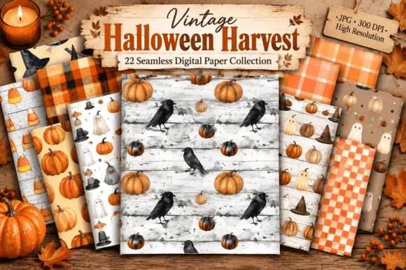 Vintage Halloween Harvest Digital Paper