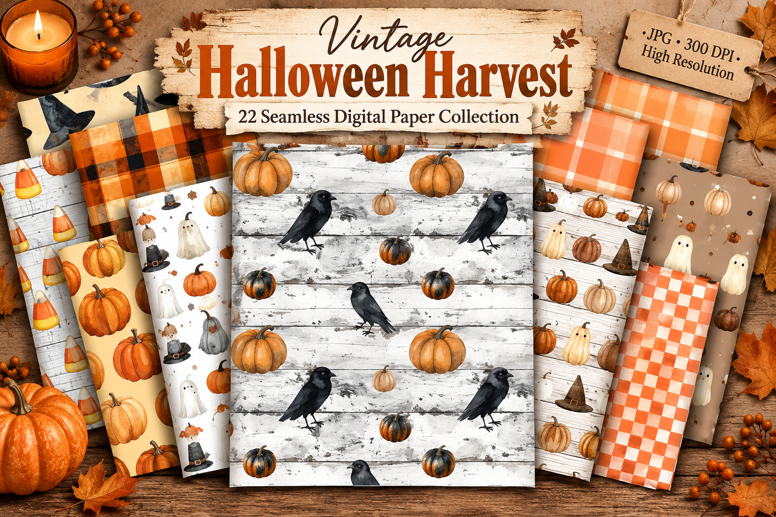 Vintage Halloween Harvest Digital Paper