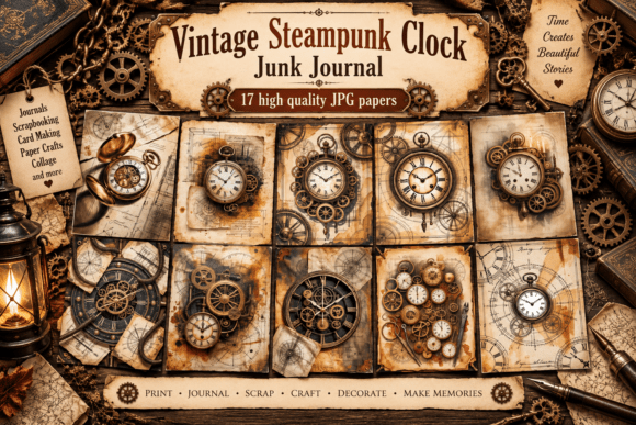 Vintage Steampunk Clock Junk Journal