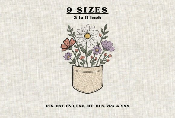 Wildflowers Growing from Book Embroidery