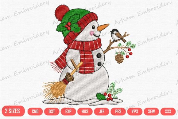 Winter Snowman with Bird